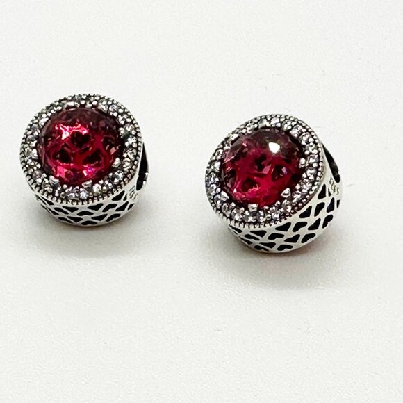 Pandora 925 Sterling Silver Bead Charms CRYSTAL RADIANT HEARTS Dark red - Picture 2 of 4